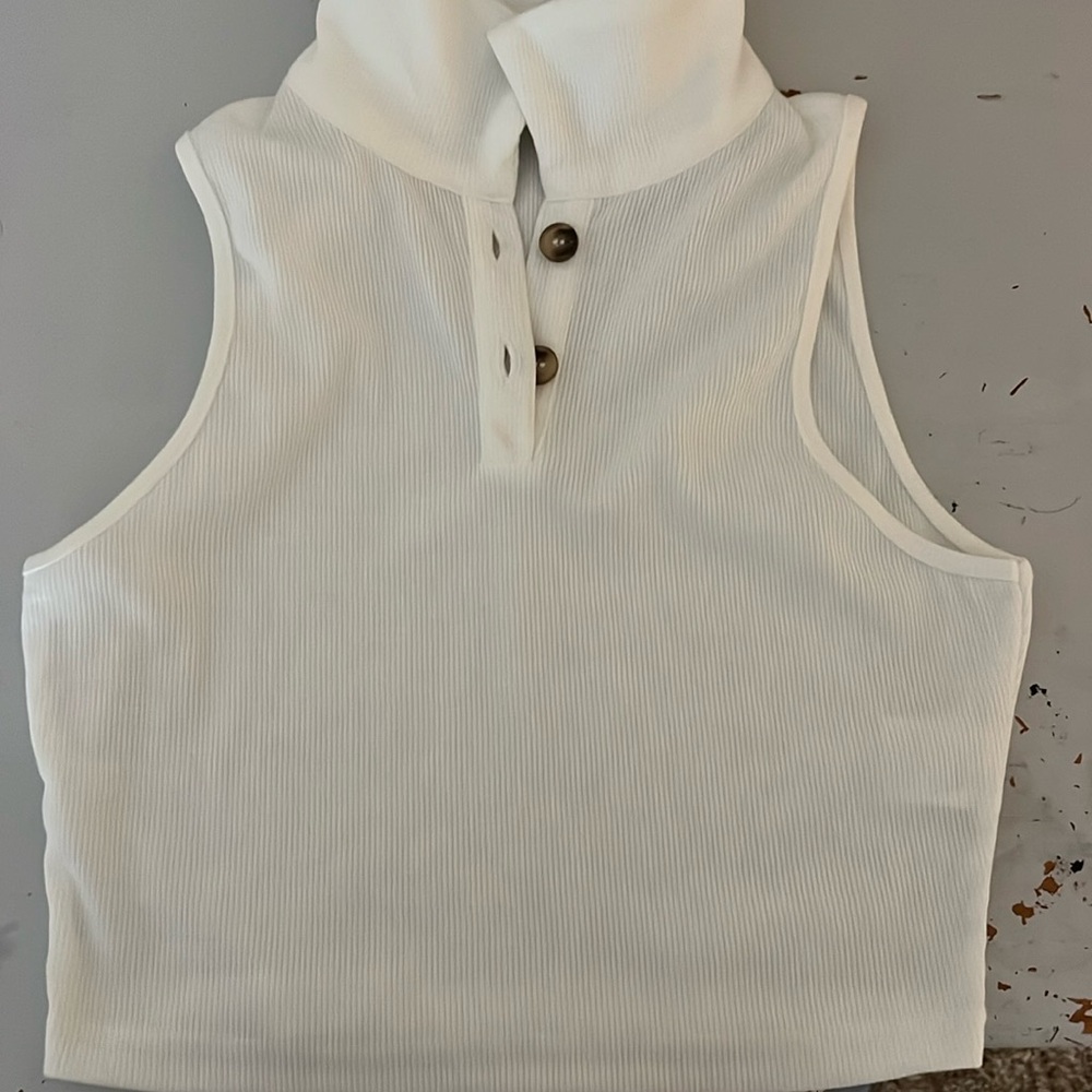 WHITE Collared tank top with button! Bought from SHEIN. Size Small